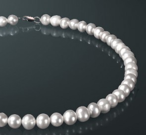 Ожерелье из жемчуга б085м40с: белый пресноводный жемчуг, серебро 925°