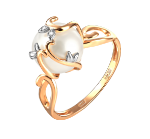 Кольцо с жемчугом 190-1-1018р: пресноводный жемчуг, золото 585°